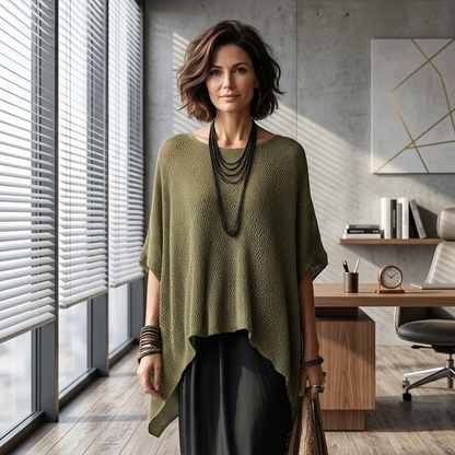 Women’s Hollow-Out Batwing Sleeve Knit Top