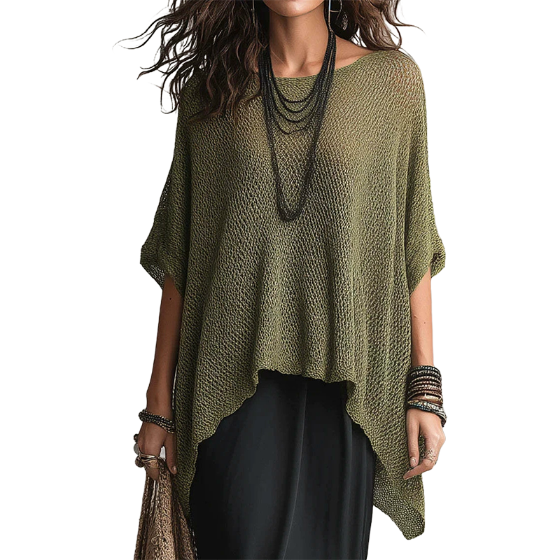 Women’s Hollow-Out Batwing Sleeve Knit Top
