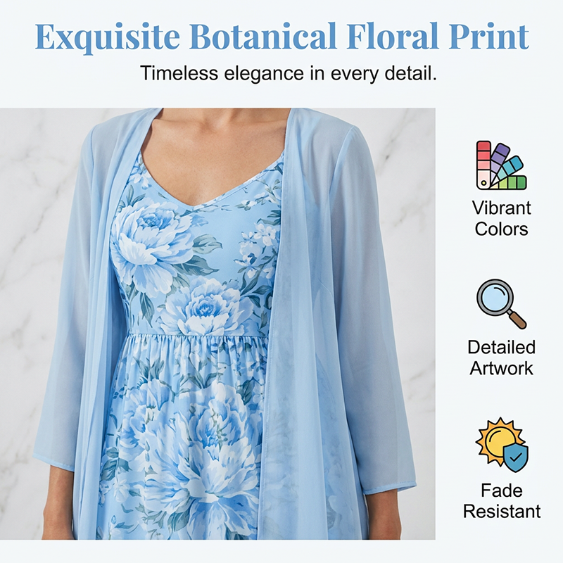 Women's Elegant Two-Piece Floral Dress Set