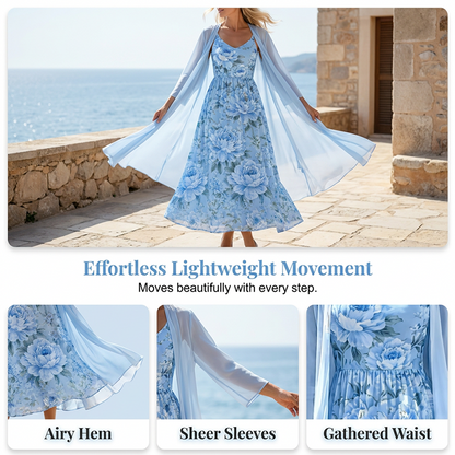 Women's Elegant Two-Piece Floral Dress Set