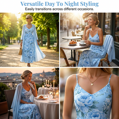 Women's Elegant Two-Piece Floral Dress Set