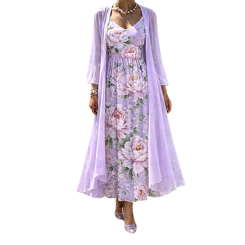 Women's Elegant Two-Piece Floral Dress Set