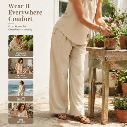 Women's Asymmetric Top & Wide-Leg Pants Set