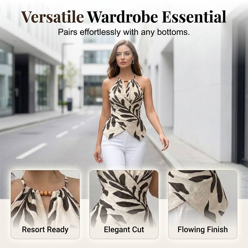 Women's Halter Neck Printed Top Sleeveless