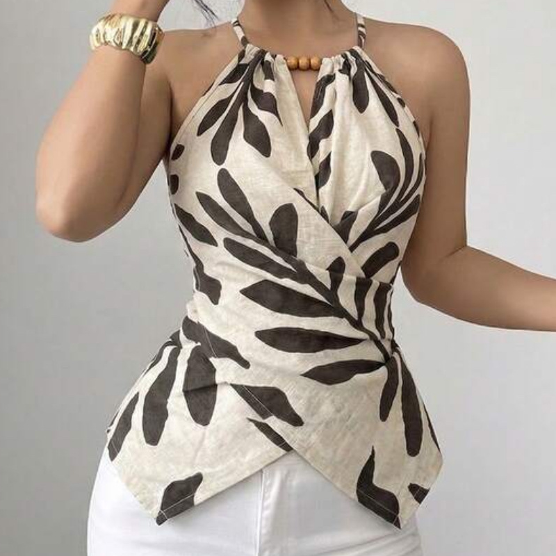 Women's Halter Neck Printed Top Sleeveless