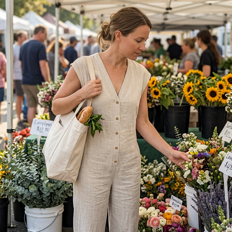Women's Summer Sleeveless Button-Up Jumpsuit