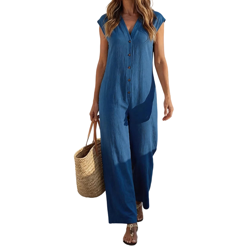 Women's Summer Sleeveless Button-Up Jumpsuit