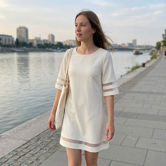 Elegant A-Line Mesh Spliced Dress