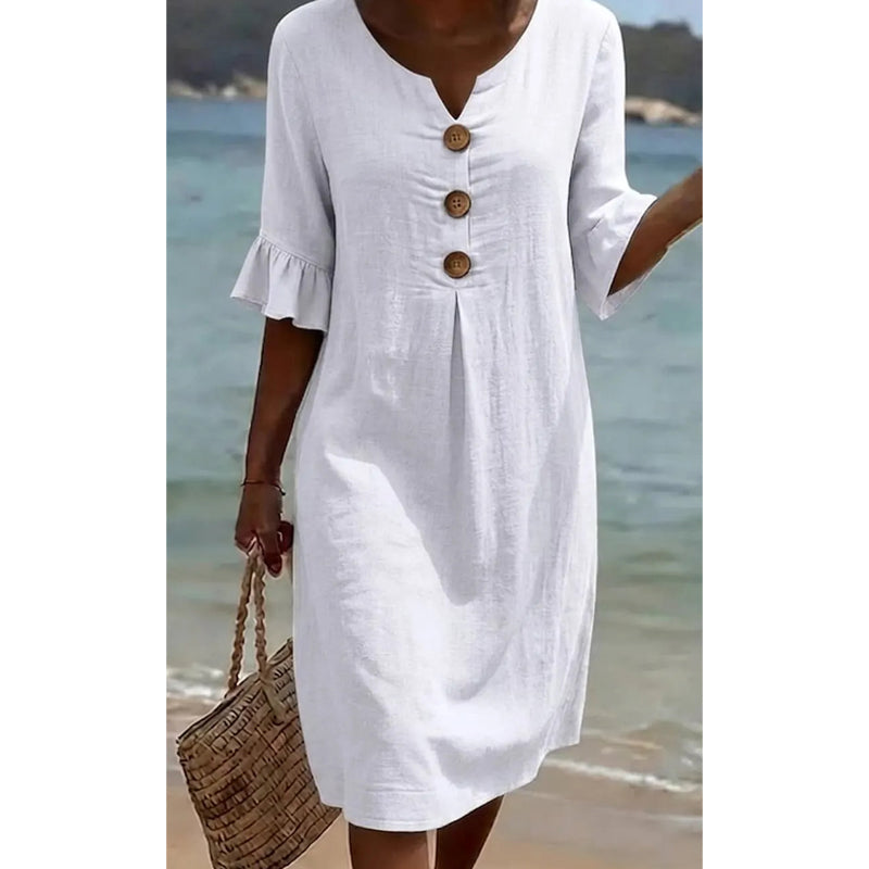 🔥New Arrivals & Best Sellers-Women’s Solid Color Ruffle Sleeve Midi Dress