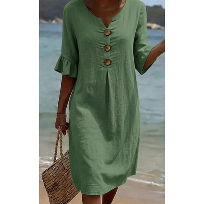 🔥New Arrivals & Best Sellers-Women’s Solid Color Ruffle Sleeve Midi Dress