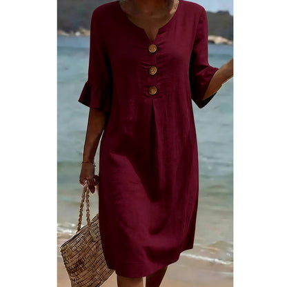 🔥New Arrivals & Best Sellers-Women’s Solid Color Ruffle Sleeve Midi Dress