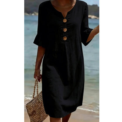 🔥New Arrivals & Best Sellers-Women’s Solid Color Ruffle Sleeve Midi Dress