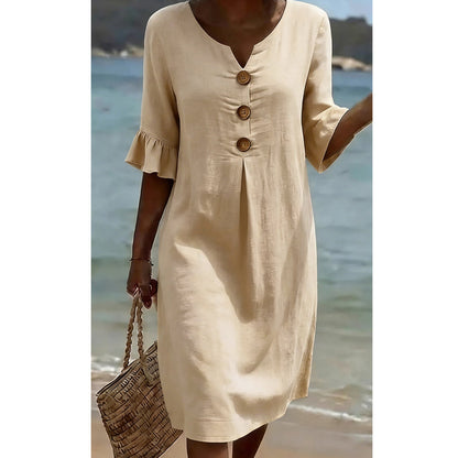 🔥New Arrivals & Best Sellers-Women’s Solid Color Ruffle Sleeve Midi Dress