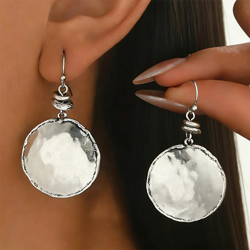 Vintage Hammered Metal Drop Earrings