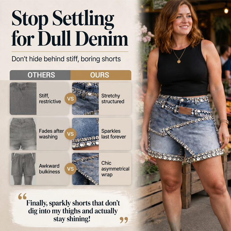 Women's Rhinestone Layered Denim Skort