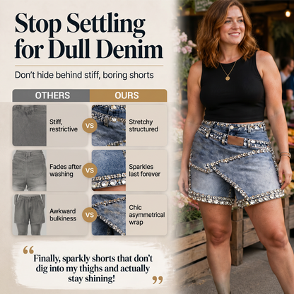 Women's Rhinestone Layered Denim Skort