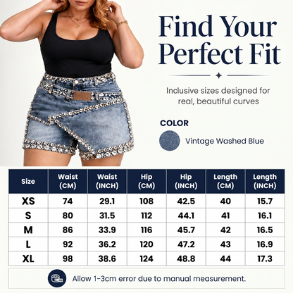 Women's Rhinestone Layered Denim Skort