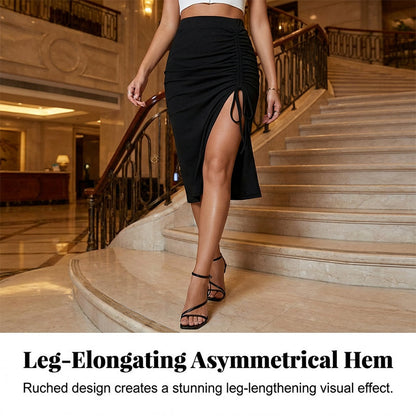 Women's High Waisted Ruched Bodycon Skirt