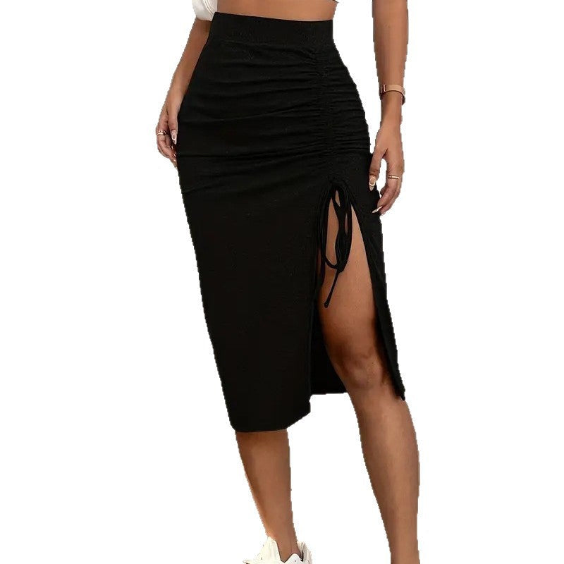 Women's High Waisted Ruched Bodycon Skirt