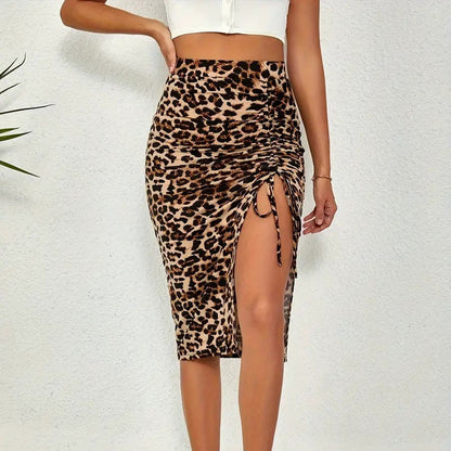 Women's High Waisted Ruched Bodycon Skirt