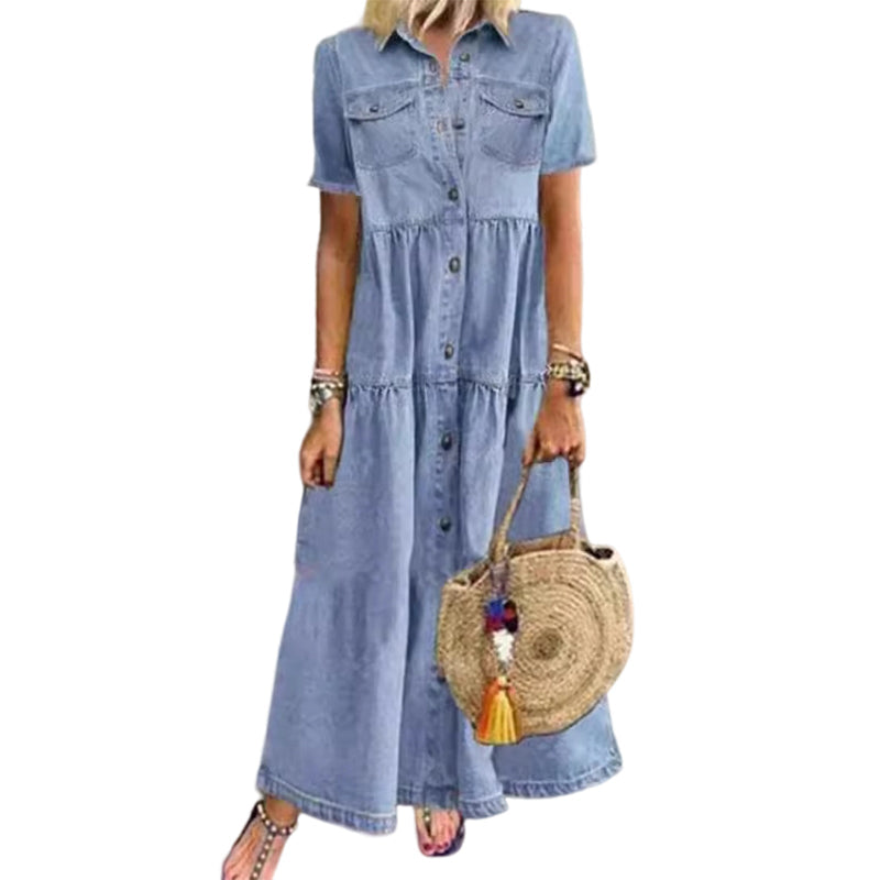 Women's Vintage Denim Maxi Dress