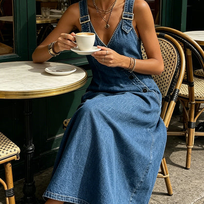 Women’s Stylish Asymmetrical Button Denim Dress