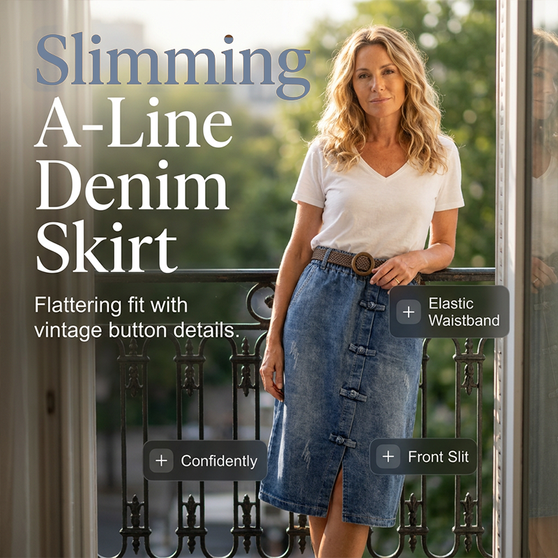 Women’s Slimming A-Line Denim Midi Skirt