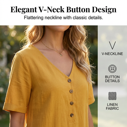 Women's Relaxed Fit Summer V-Neck Dress