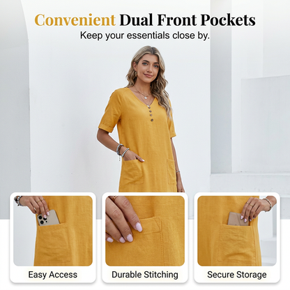 Women's Relaxed Fit Summer V-Neck Dress