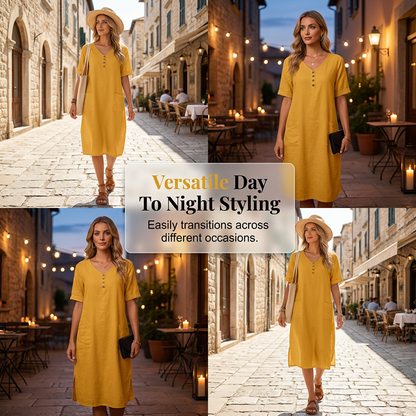 Women's Relaxed Fit Summer V-Neck Dress