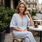 ⌛Limited-time offer-Women's Striped V-Neck Top & Wide-Leg Pants Set