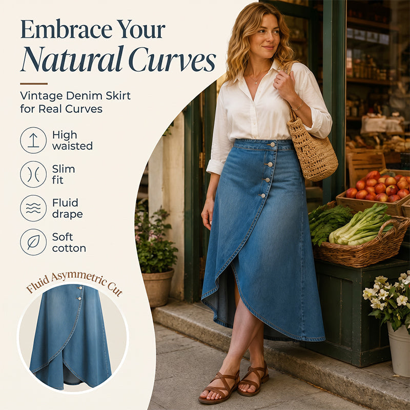 Women's High-Waist Irregular Denim Skirt