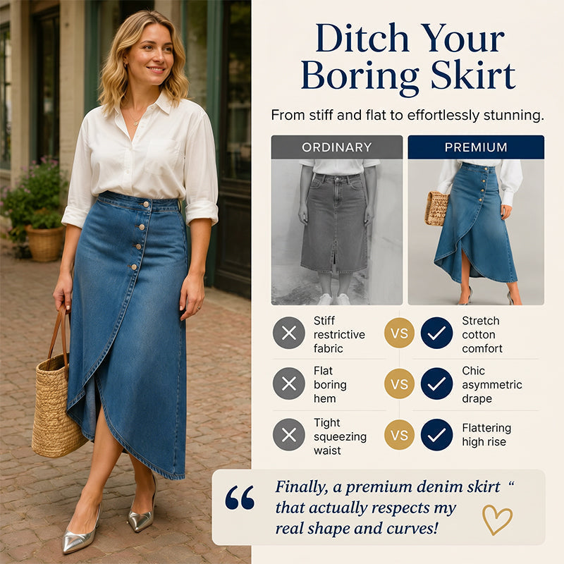 Women's High-Waist Irregular Denim Skirt
