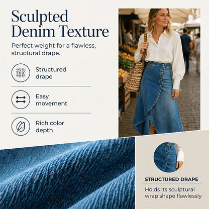 Women's High-Waist Irregular Denim Skirt