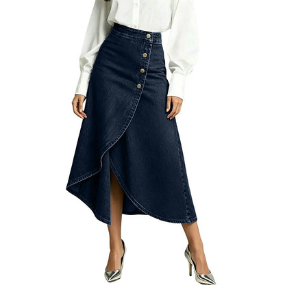 Women's High-Waist Irregular Denim Skirt