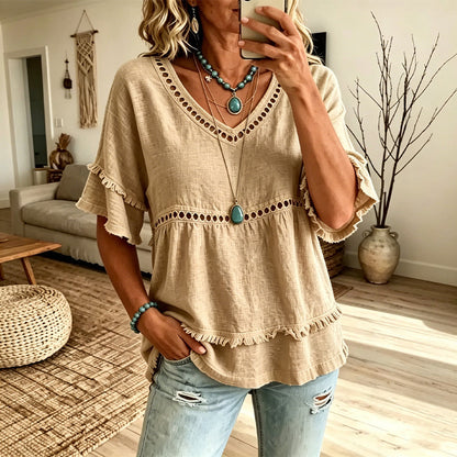 🌸New Arrivals & Best Sellers-Women's Bohemian Hollow-Out Fringe Top