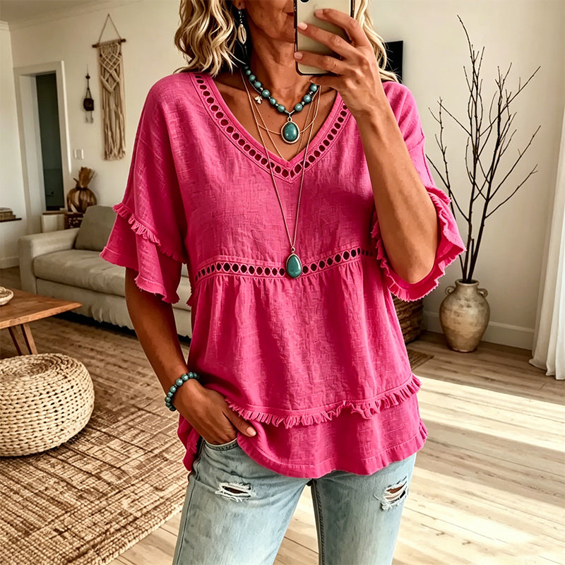 🌸New Arrivals & Best Sellers-Women's Bohemian Hollow-Out Fringe Top