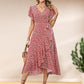 📢📢50% OFF !! ⏰Women’s Summer Elegant V Neck Tie Waist Flowy Floral Dress