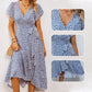 📢📢50% OFF !! ⏰Women’s Summer Elegant V Neck Tie Waist Flowy Floral Dress