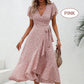 📢📢50% OFF !! ⏰Women’s Summer Elegant V Neck Tie Waist Flowy Floral Dress