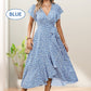 📢📢50% OFF !! ⏰Women’s Summer Elegant V Neck Tie Waist Flowy Floral Dress