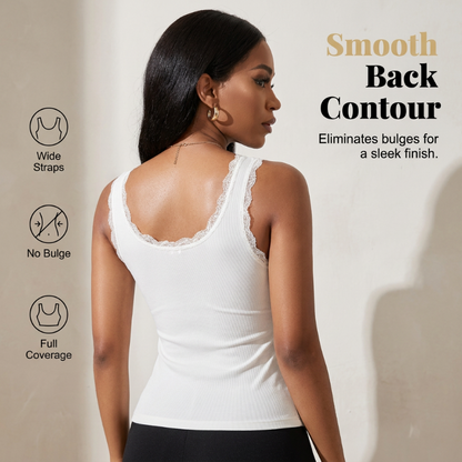 ⏰Buy 1 get 1 free🔥Women's Slim Fit Sleeveless Top Ribbed Cami with Built-in Cups and Lace