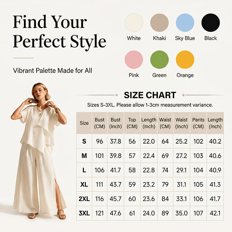 Women's Asymmetric Top & Slit Wide-Leg Pants Set