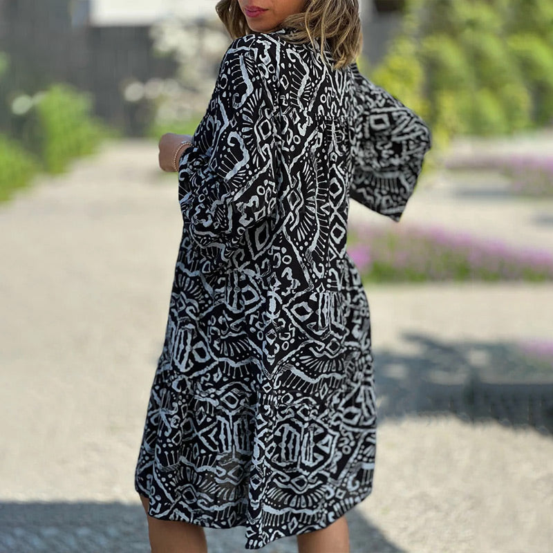 🌺Seasonal Styles💐 Casual Loose Printed V-Neck Flowy Dress