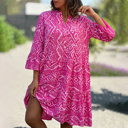 🌺Seasonal Styles💐 Casual Loose Printed V-Neck Flowy Dress