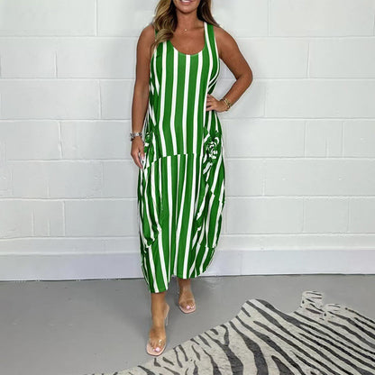 Women's Striped Sleeveless Maxi Dress