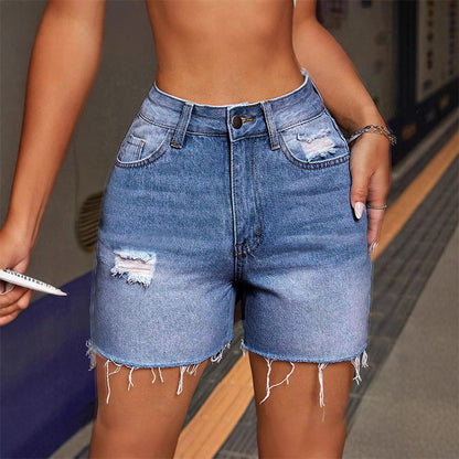 📢📢50% OFF !! ⏰High-Stretch Ripped Denim Shorts