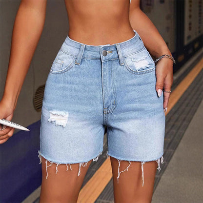 📢📢50% OFF !! ⏰High-Stretch Ripped Denim Shorts