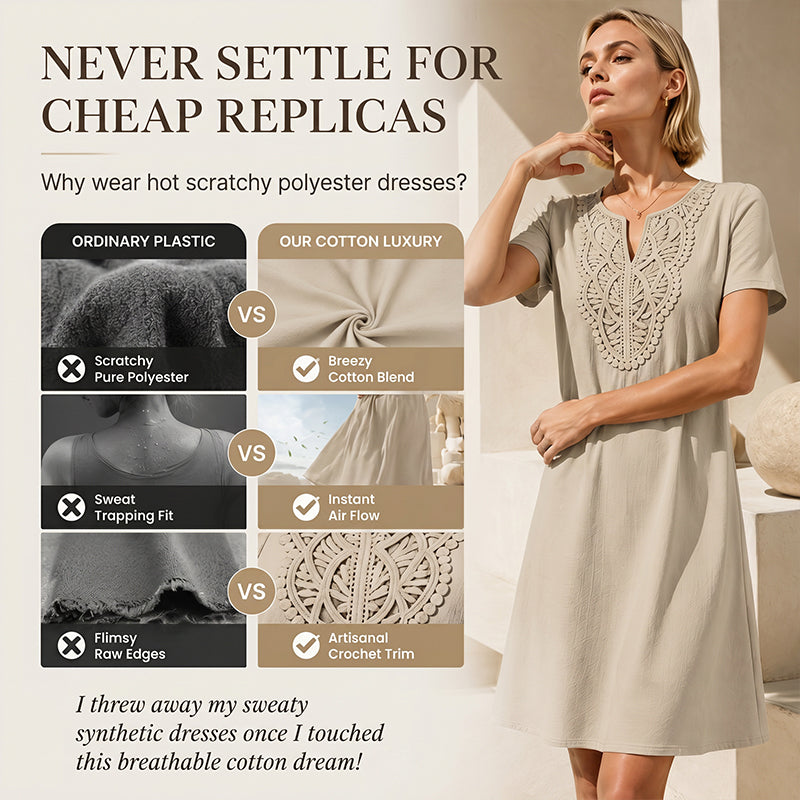Women's Bohemian Lace V-Neck T-Shirt Dress