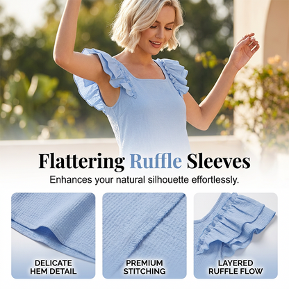 Women's Ruffle Sleeve Dress with Back Bow